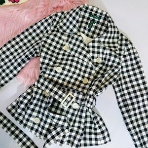 Ralph Lauren Black/White Gingham peacoat Jacket M